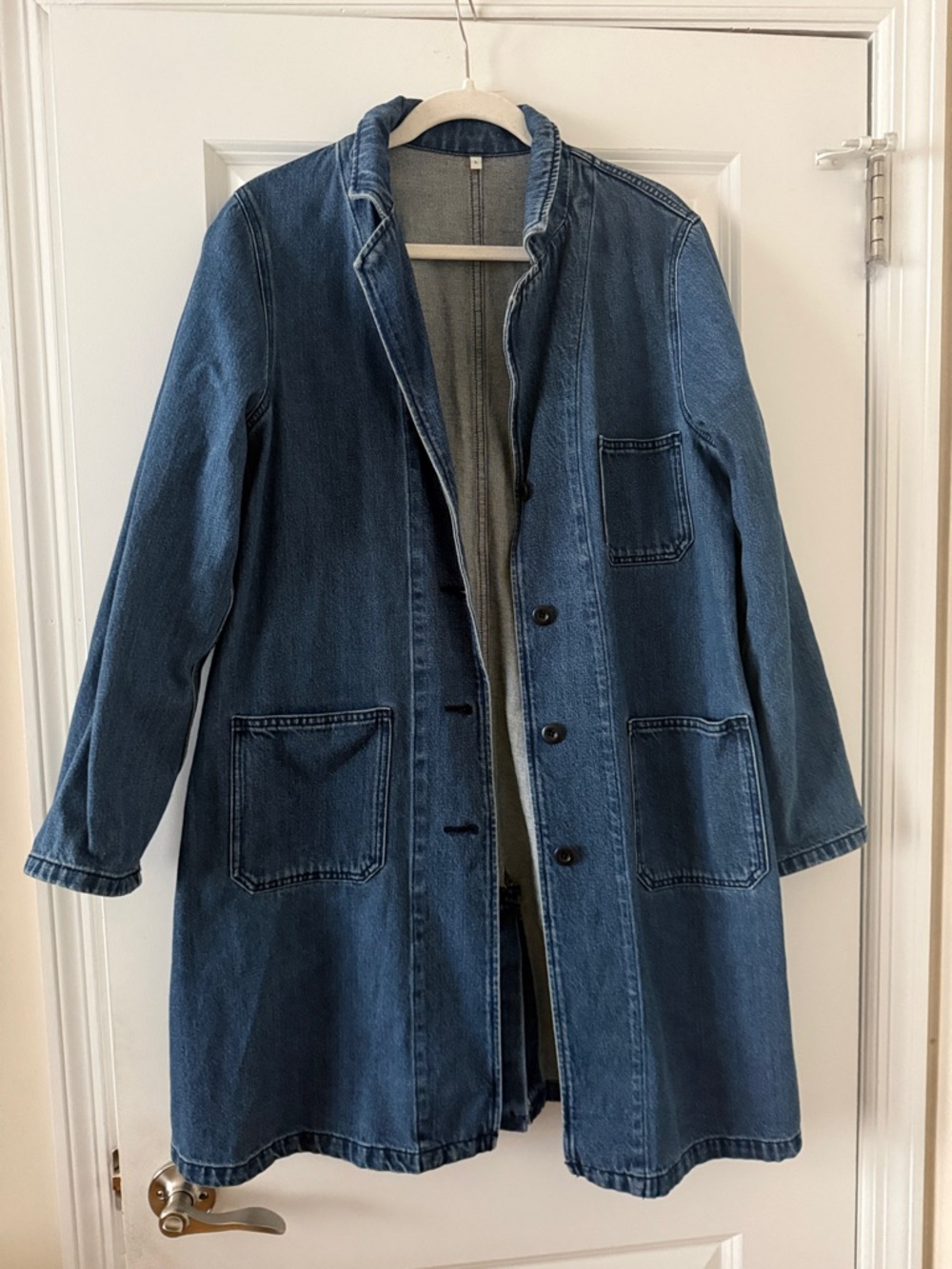 Muji denim trench style jacket sz L large